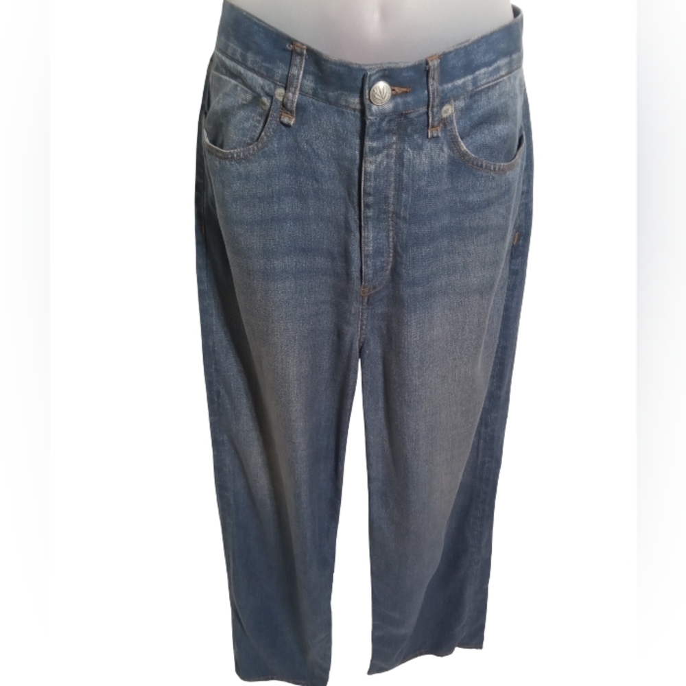 Rag & Bone Women's Featherweight Button Zip Wide Leg Jean Pants Size 29